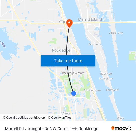 Murrell Rd / Irongate Dr NW Corner to Rockledge map