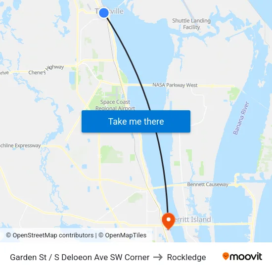 Garden St / S Deloeon Ave SW Corner to Rockledge map