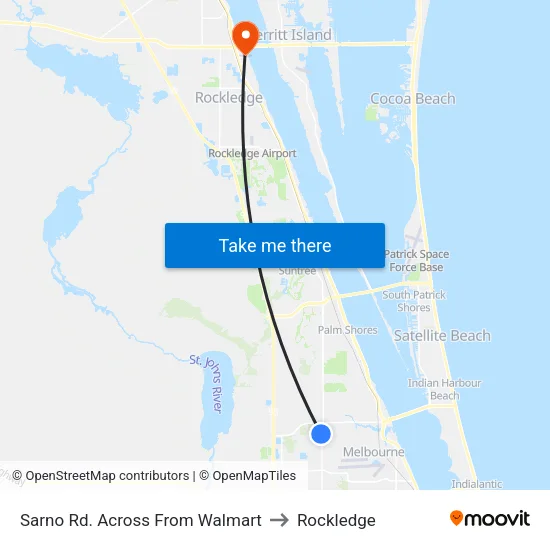 Sarno Rd. Across From Walmart to Rockledge map