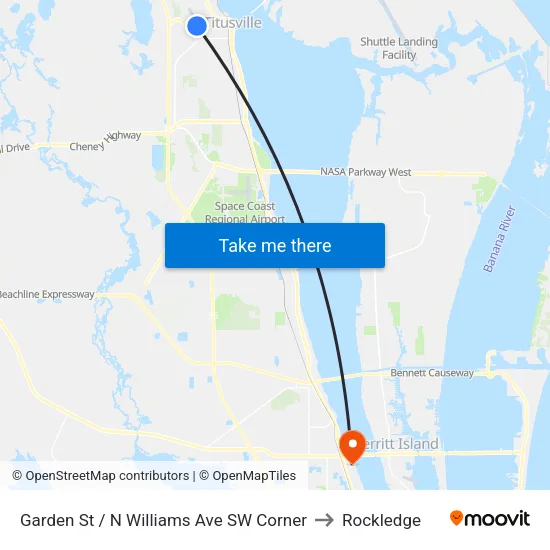 Garden St / N Williams Ave SW Corner to Rockledge map