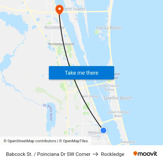 Babcock St. / Poinciana Dr SW Corner to Rockledge map