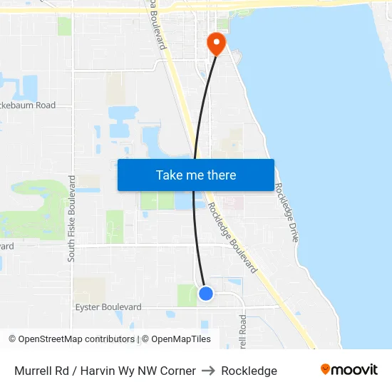 Murrell Rd / Harvin Wy NW Corner to Rockledge map
