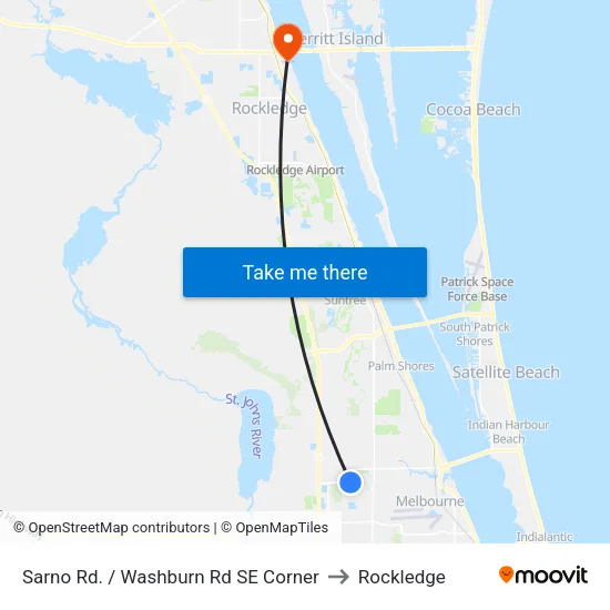 Sarno Rd. / Washburn Rd SE Corner to Rockledge map