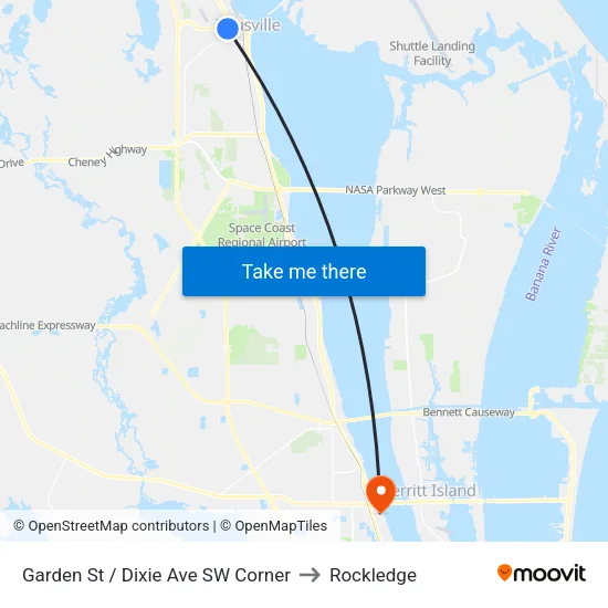 Garden St / Dixie Ave SW Corner to Rockledge map