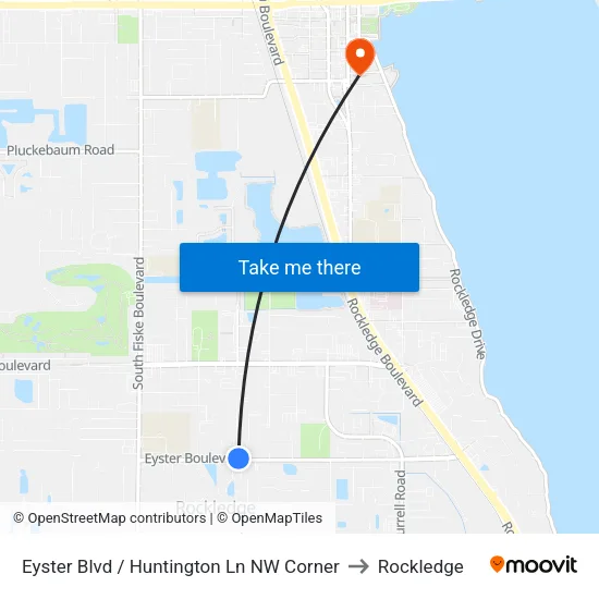 Eyster Blvd / Huntington Ln NW Corner to Rockledge map
