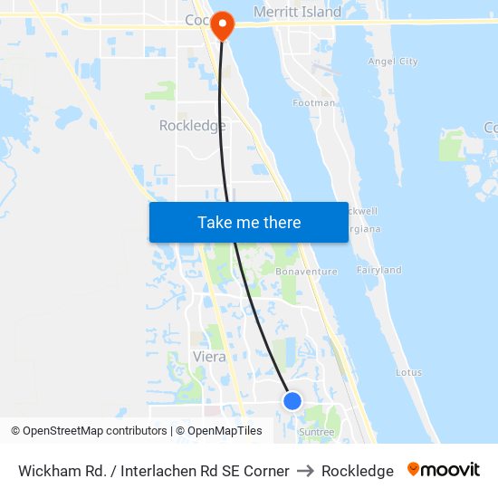 Wickham Rd. / Interlachen Rd SE Corner to Rockledge map