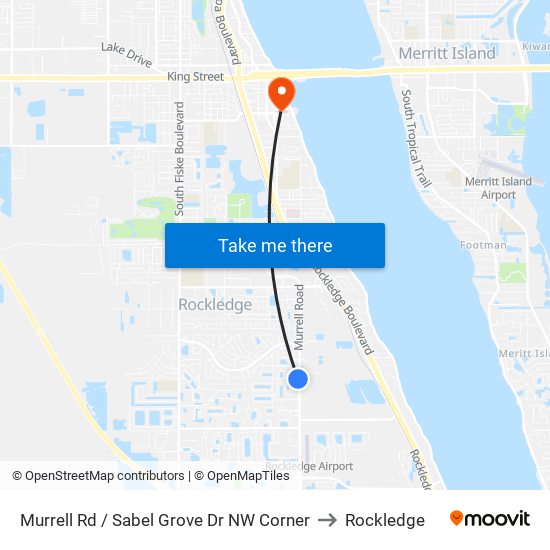 Murrell Rd / Sabel Grove Dr NW Corner to Rockledge map