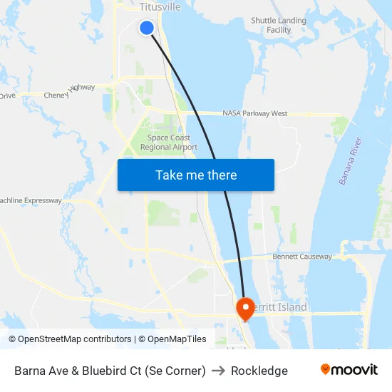Barna Ave & Bluebird Ct (Se Corner) to Rockledge map
