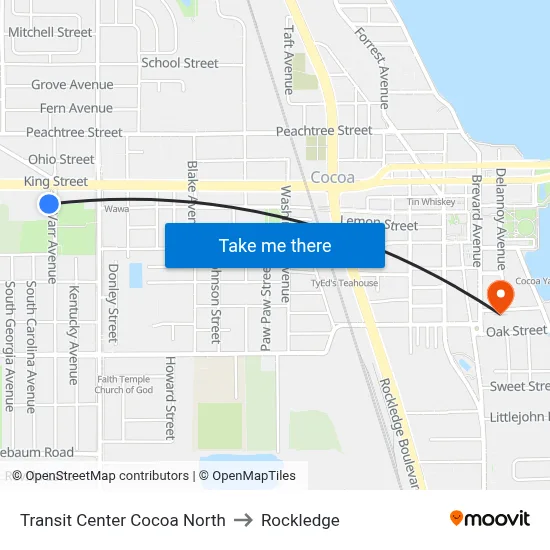 Transit Center Cocoa North to Rockledge map