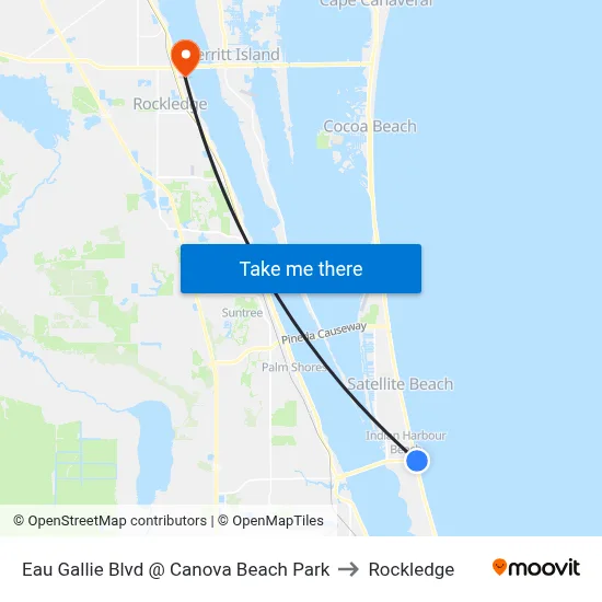 Eau Gallie Blvd @ Canova Beach Park to Rockledge map