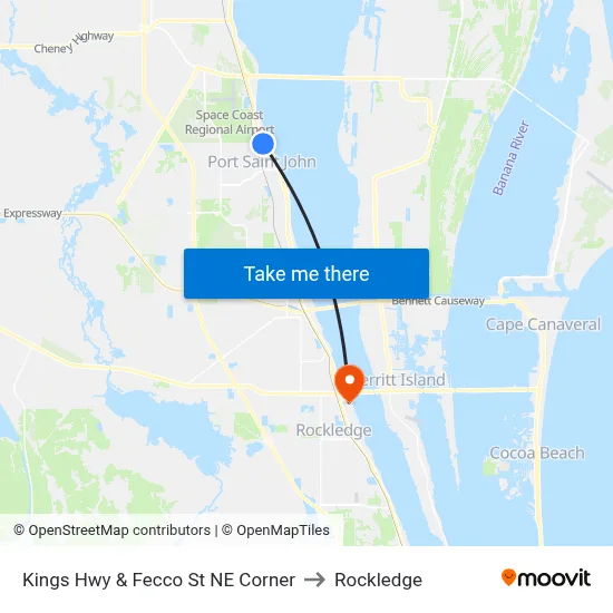 Kings Hwy & Fecco St NE Corner to Rockledge map
