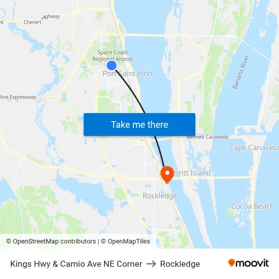 Kings Hwy & Camio Ave NE Corner to Rockledge map