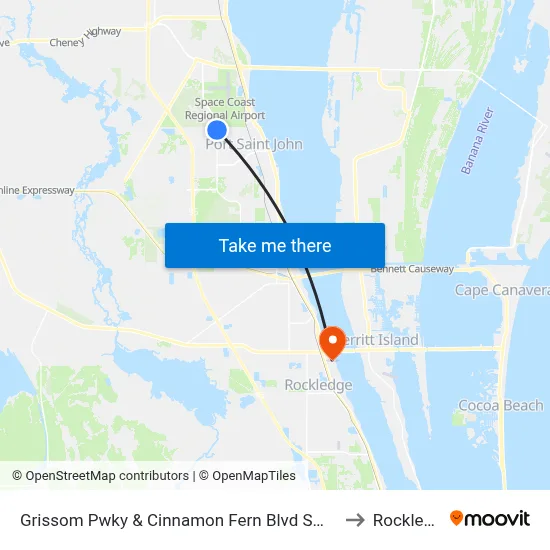 Grissom Pwky & Cinnamon Fern Blvd SW Corner to Rockledge map
