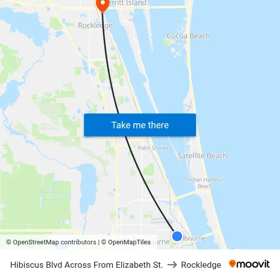 Hibiscus Blvd Across From Elizabeth St. to Rockledge map