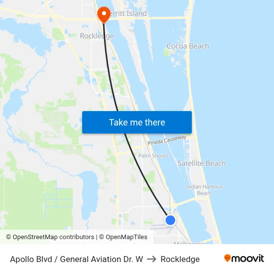 Apollo Blvd / General Aviation Dr. W to Rockledge map