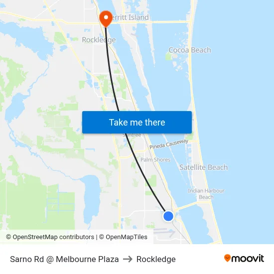 Sarno Rd @ Melbourne Plaza to Rockledge map