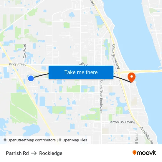 Parrish Rd to Rockledge map