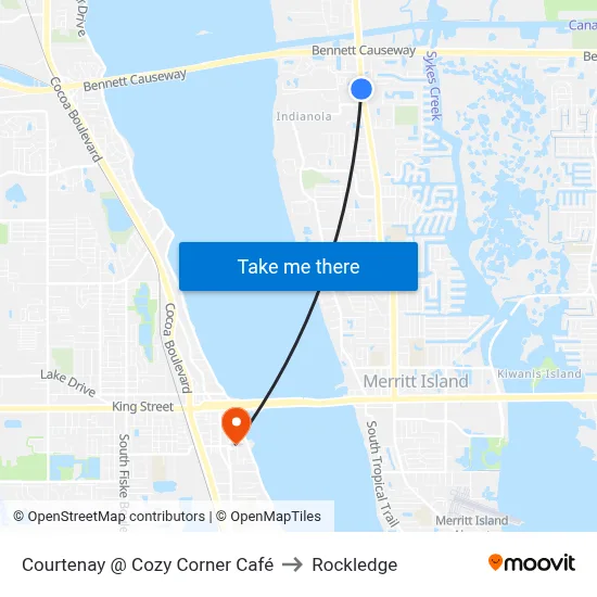 Courtenay @ Cozy Corner Café to Rockledge map