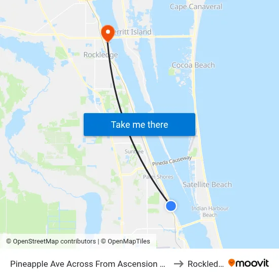 Pineapple Ave Across From Ascension Manor to Rockledge map