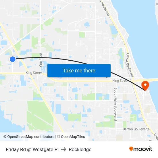 Friday Rd @ Westgate Pl to Rockledge map
