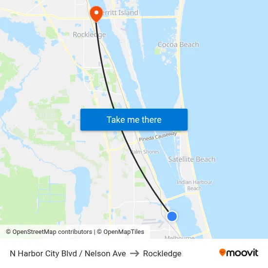N Harbor City Blvd / Nelson Ave to Rockledge map
