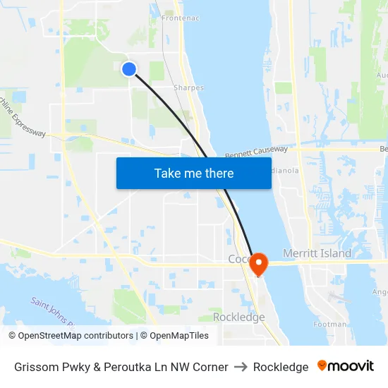 Grissom Pwky & Peroutka Ln NW Corner to Rockledge map