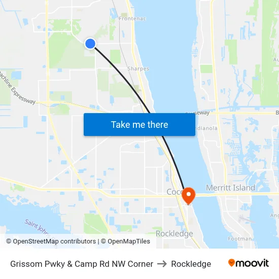 Grissom Pwky & Camp Rd NW Corner to Rockledge map