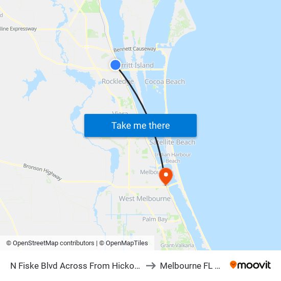 N Fiske Blvd Across From Hickory Ln to Melbourne FL USA map