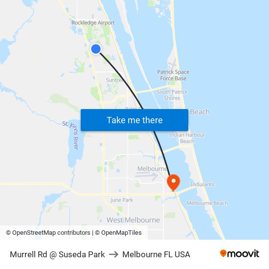 Murrell Rd @ Suseda Park to Melbourne FL USA map