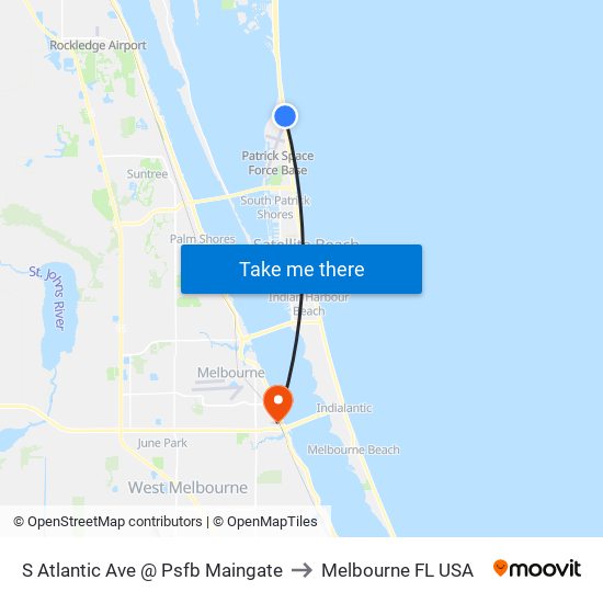 S Atlantic Ave @ Psfb Maingate to Melbourne FL USA map