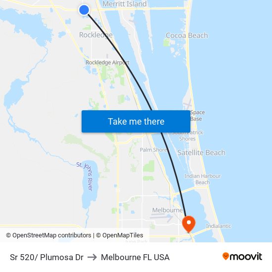 Sr 520/ Plumosa Dr to Melbourne FL USA map