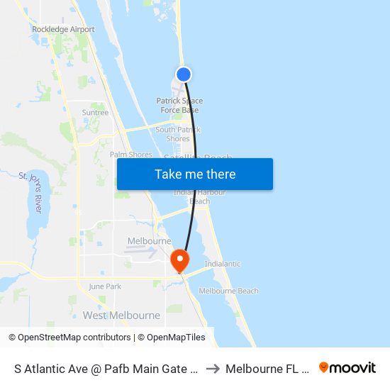S Atlantic Ave @ Pafb Main Gate S Side to Melbourne FL USA map