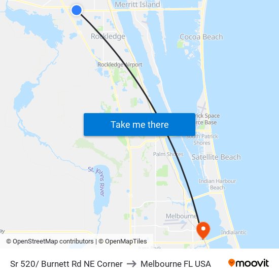 Sr 520/ Burnett Rd NE Corner to Melbourne FL USA map