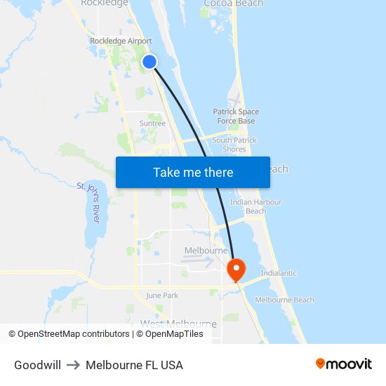 Goodwill to Melbourne FL USA map