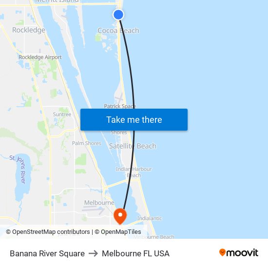 Banana River Square to Melbourne FL USA map