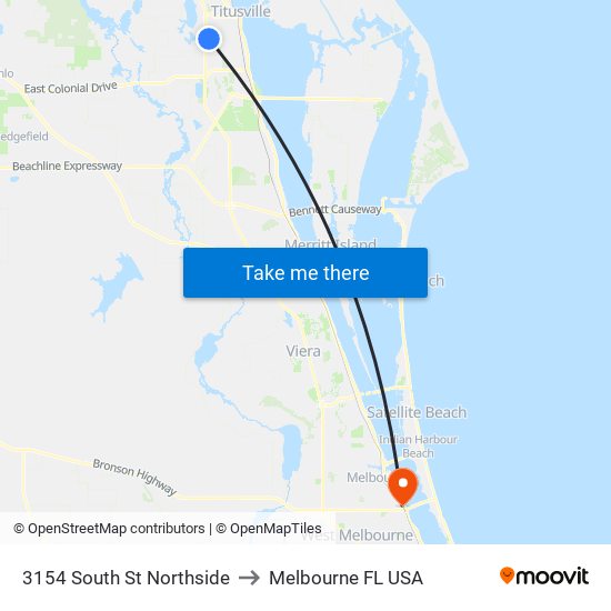 3154 South St Northside to Melbourne FL USA map