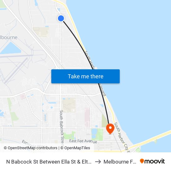 N Babcock St Between Ella St & Elton St E Side to Melbourne FL USA map