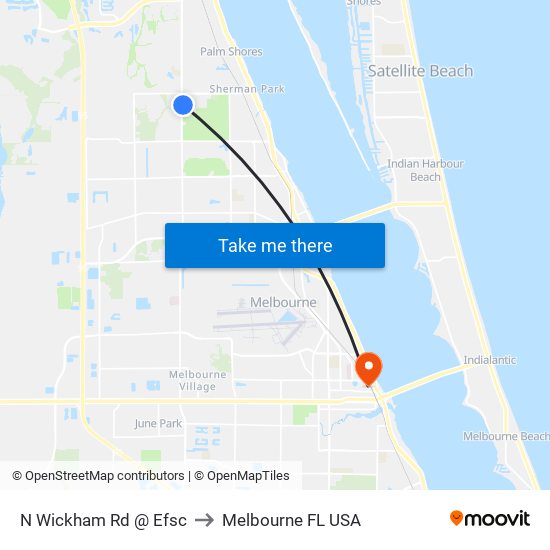 N Wickham Rd @ Efsc to Melbourne FL USA map