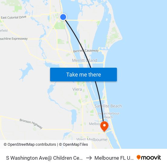 S Washington Ave@ Children Center to Melbourne FL USA map