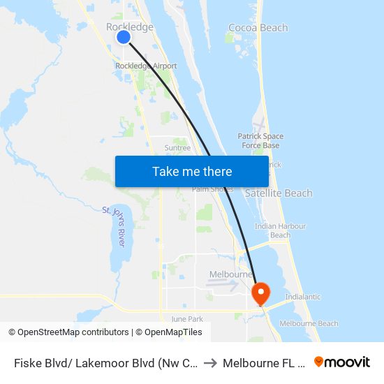 Fiske Blvd/ Lakemoor Blvd (Nw Corner) to Melbourne FL USA map