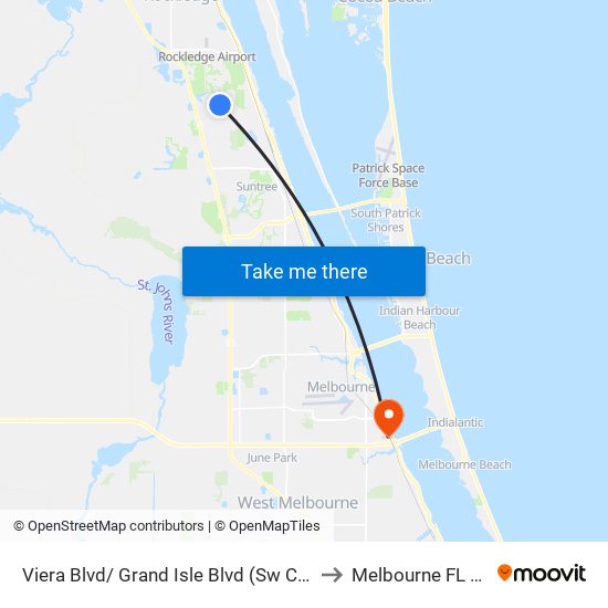 Viera Blvd/ Grand Isle Blvd (Sw Corner) to Melbourne FL USA map