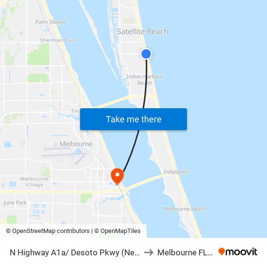 N Highway A1a/ Desoto Pkwy (Ne Corner) to Melbourne FL USA map