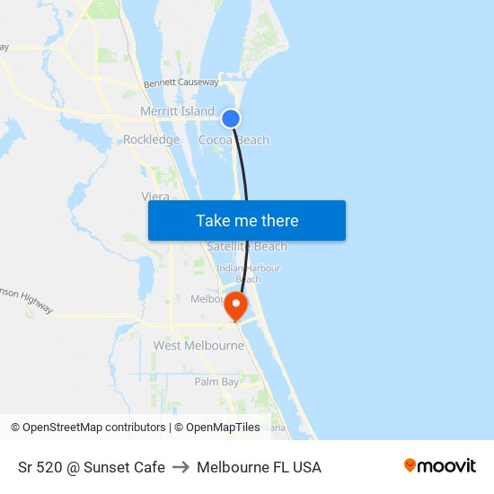 Sr 520 @ Sunset Cafe to Melbourne FL USA map