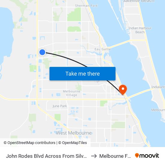 John Rodes Blvd Across From Silver Heron Dr to Melbourne FL USA map