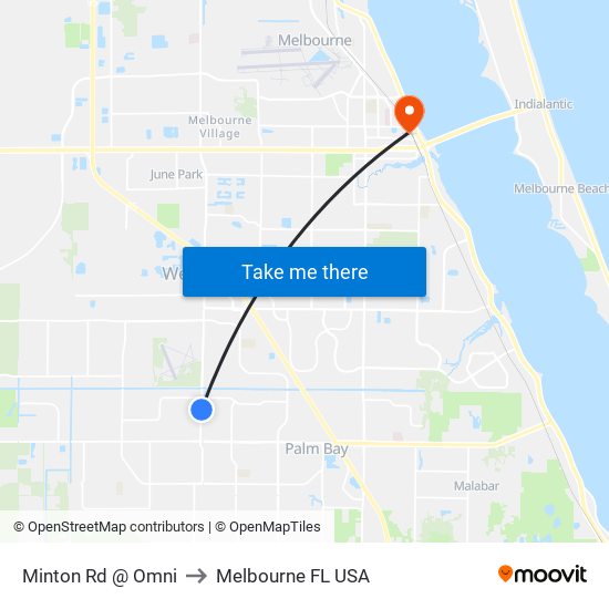 Minton Rd @ Omni to Melbourne FL USA map