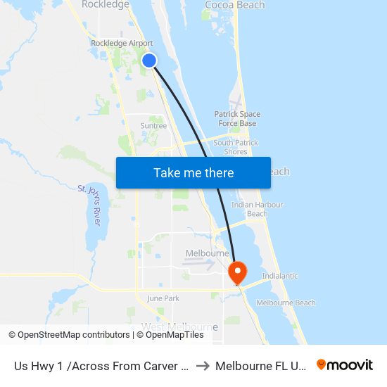 Us Hwy 1 /Across From Carver Rd to Melbourne FL USA map