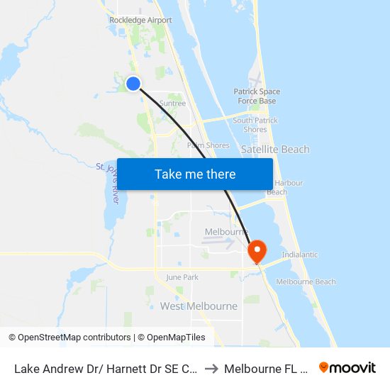 Lake Andrew Dr/ Harnett Dr SE Corner to Melbourne FL USA map
