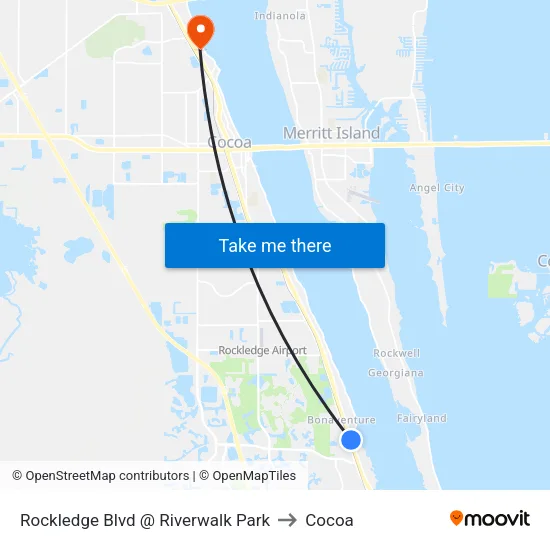 Rockledge Blvd @ Riverwalk Park to Cocoa map