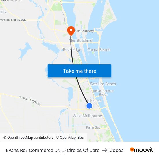 Evans Rd/ Commerce Dr. @ Circles Of Care to Cocoa map