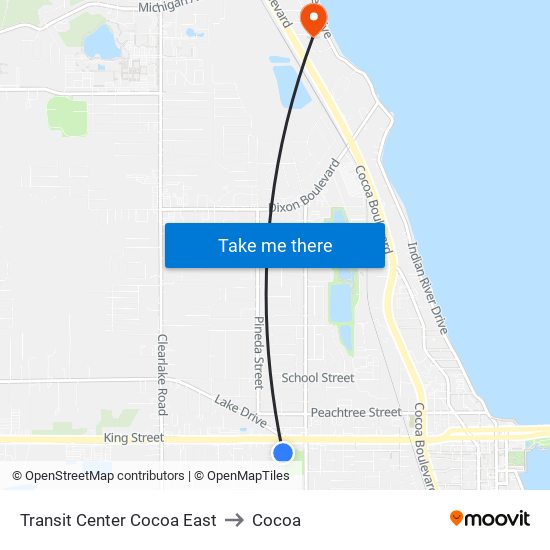 Transit Center Cocoa East to Cocoa map